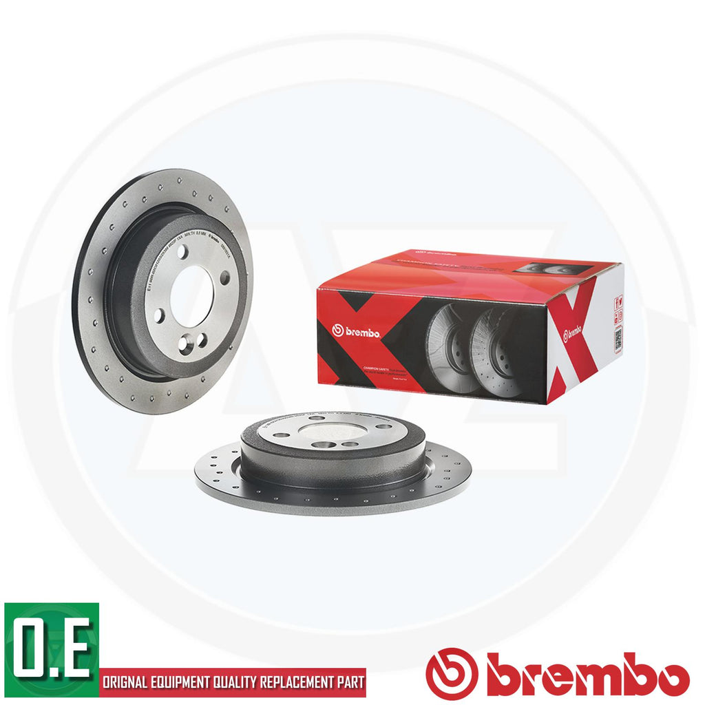 BREMBO BRAKE DISCS PAIR XTRA DRILLED REAR AXLE 08.9163.1X