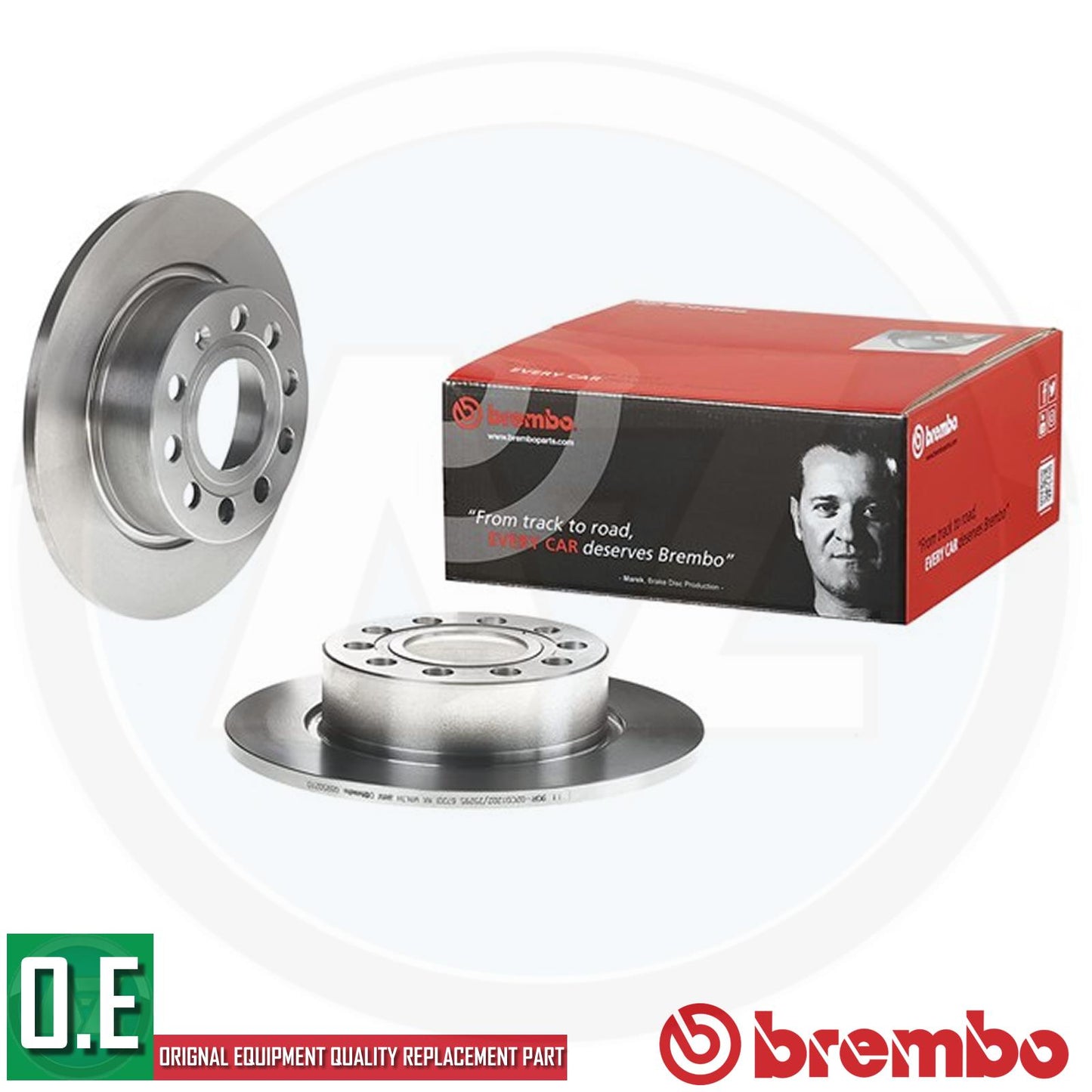 08.9502.10 BREMBO FOR AUDI SEAT SKODA VW REAR SOLID BRAKE DISCS PAIR 253mm