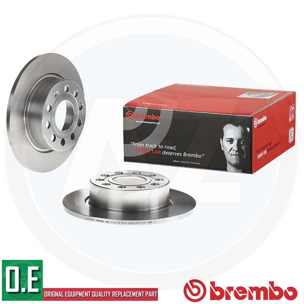 08.9502.10 BREMBO FOR AUDI SEAT SKODA VW REAR SOLID BRAKE DISCS PAIR 253mm