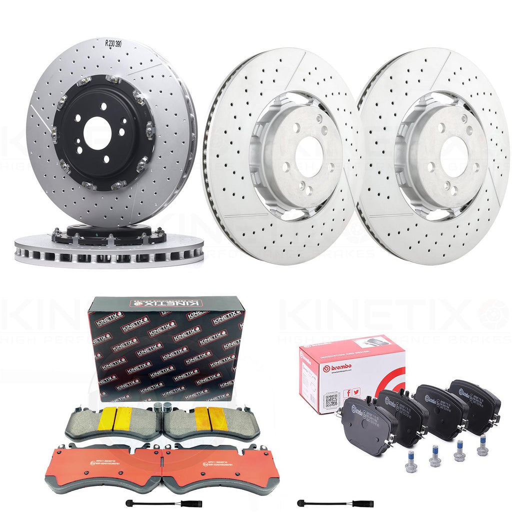 FOR MERCEDES E63 E63S AMG 17-23 (213) FRONT REAR BRAKE DISCS PADS 390mm 360mm