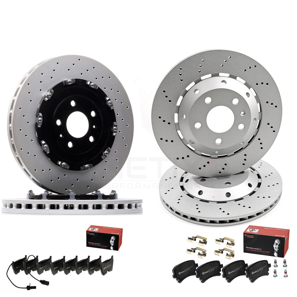 FOR AUDI RS4 B7 (06-08) DRILLED FRONT REAR BRAKE DISCS BREMBO PADS 365mm 324mm