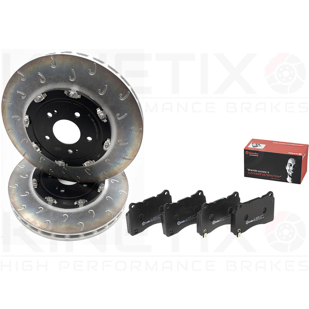 FOR MITSUBISHI LANCER EVO X 10 GROOVED FRONT BRAKE DISCS BREMBO PADS 350mm