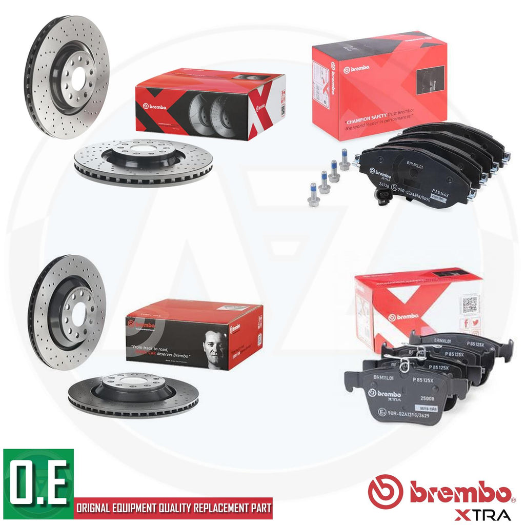 FOR S3 GOLF R GTI LEON CUPRA DRILLED FRONT REAR BREMBO XTRA BRAKE DISCS PADS