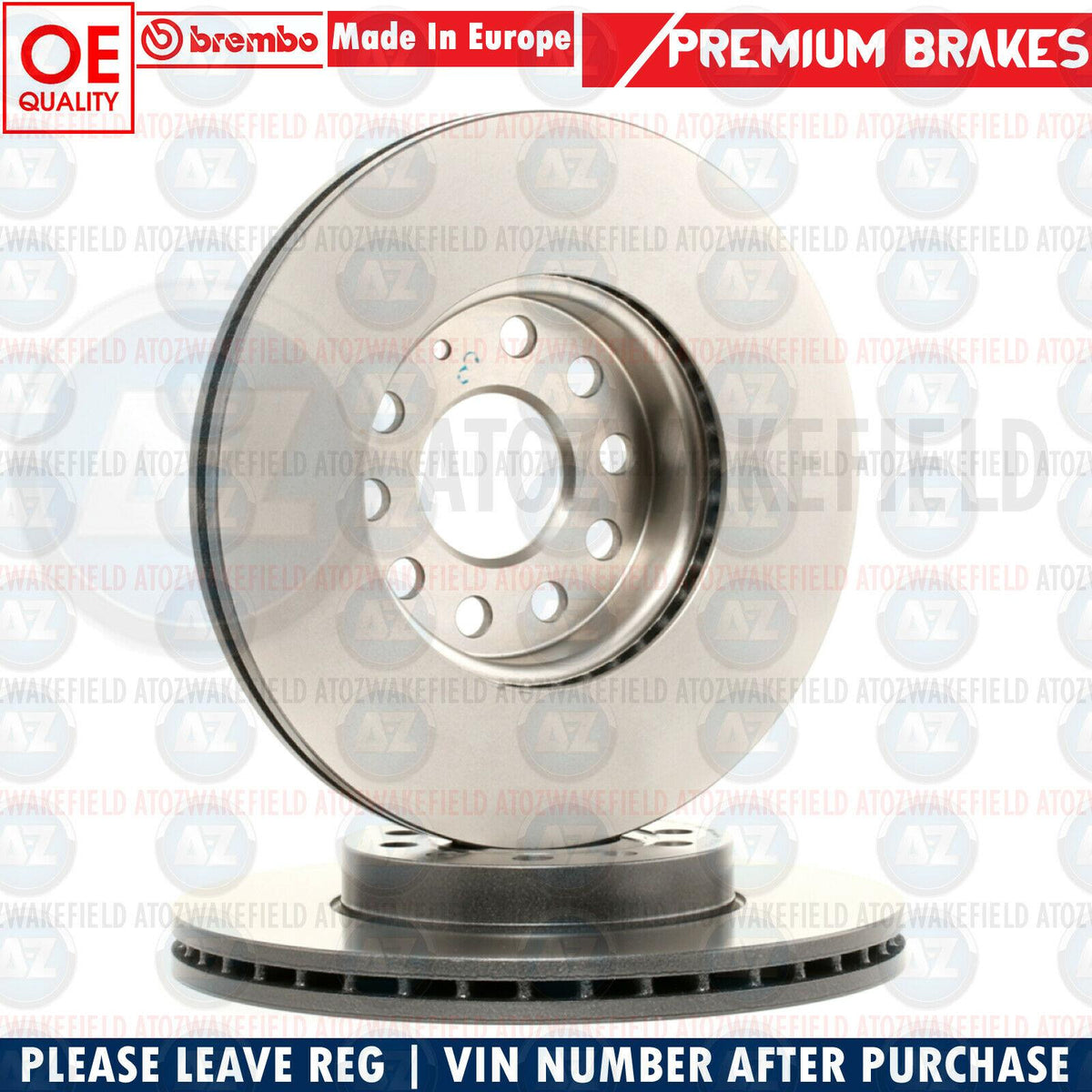 FOR VW CADDY 2.0 TDi HIGHLINE FRONT GENUINE BREMBO BRAKE DISCS PAIR 288mm
