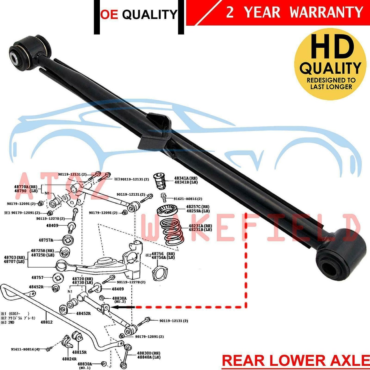 FOR TOYOTA RAV4 1.8 2.0 VVTi D4D REAR LEFT LOWER WISHBONE TRACK CONTROL ARM ROD