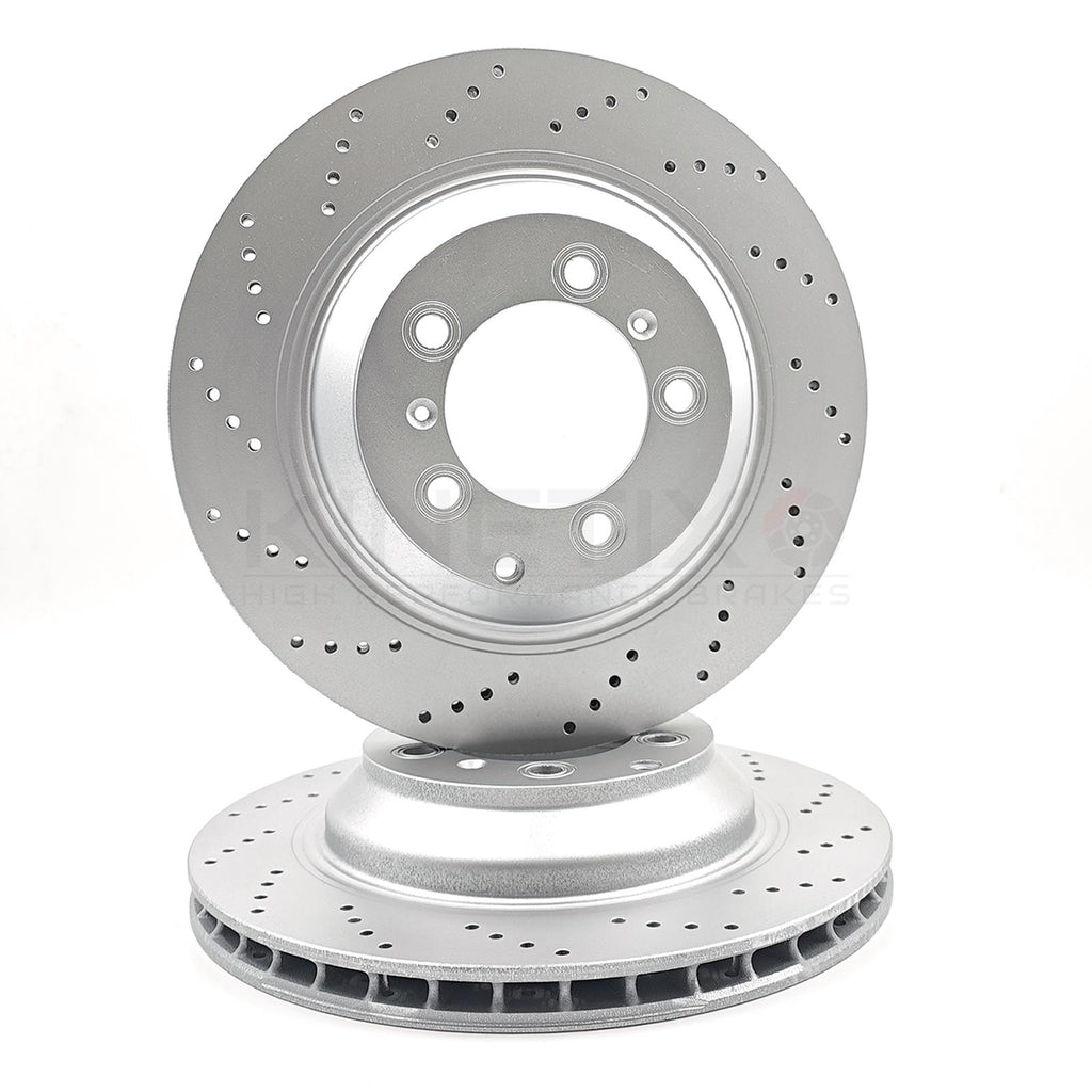 FOR AUDI E-TRON GT PORSCHE CAYENNE TAYCAN DRILLED REAR BRAKE DISCS PAIR 358mm