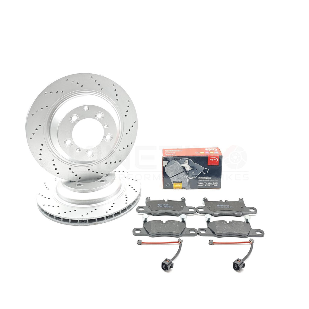 FOR AUDI E-TRON GT PORSCHE CAYENNE TAYCAN DRILLED REAR BRAKE DISCS PADS 358mm