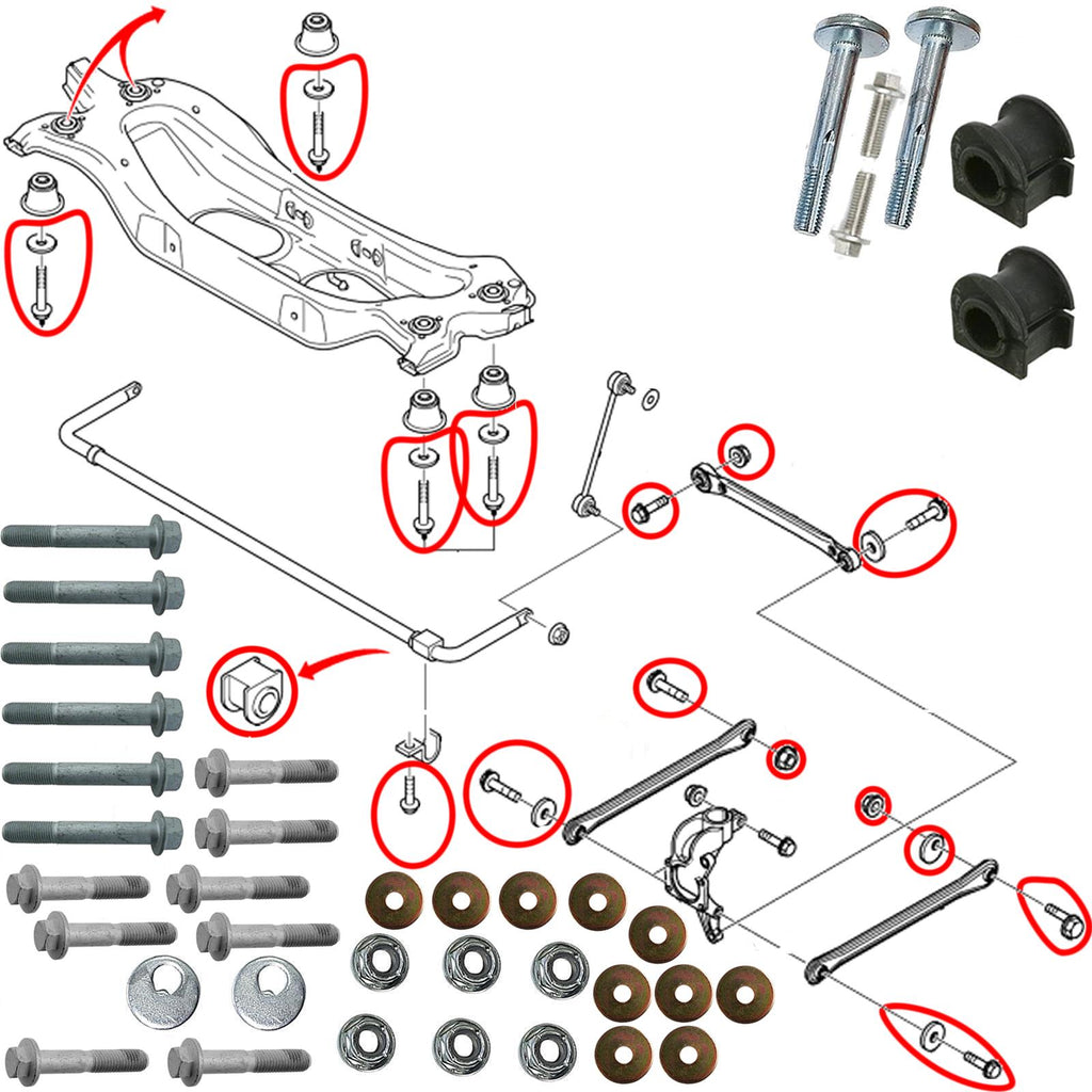 FOR FORD MONDEO MK3 HATCHBACK SALOON REAR SUSPENSION AXLE NUTS BOLTS WASHERS KIT