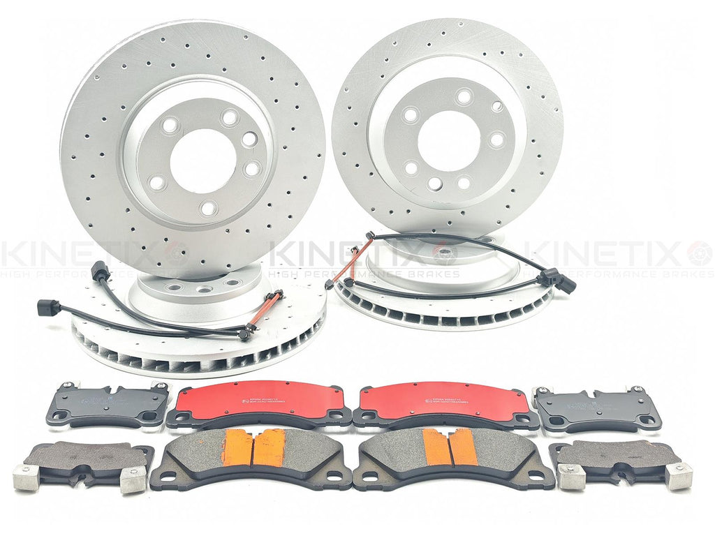 FITS VW TOUAREG R50 TDI 5.0 V10 DRILLED FRONT REAR BRAKE DISCS PADS 368mm 358mm