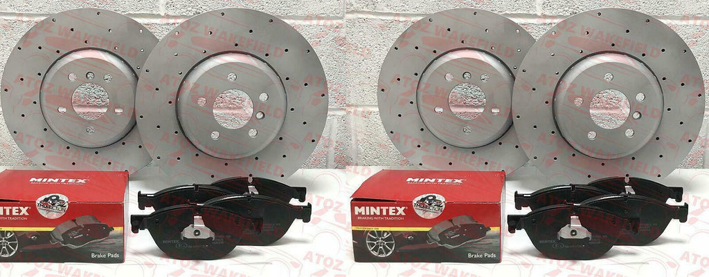 FOR BMW 435d F32 F33 F36 DRILLED FRONT REAR BRAKE DISCS PADS SENSORS 370mm 345mm