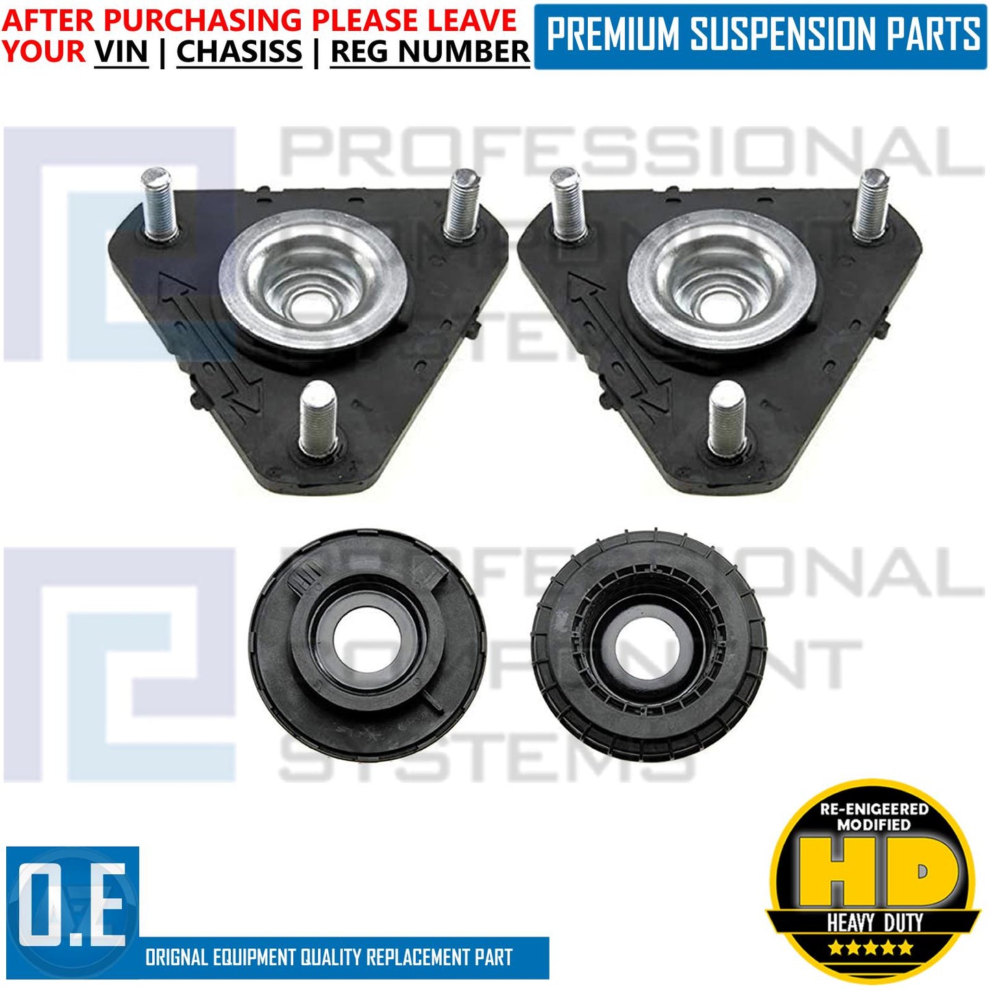 FOR HONDA CIVIC FN2 TYPE-R 2006-11 FRONT AXLE TOP STRUT MOUNTING MOUNTS BEARINGS