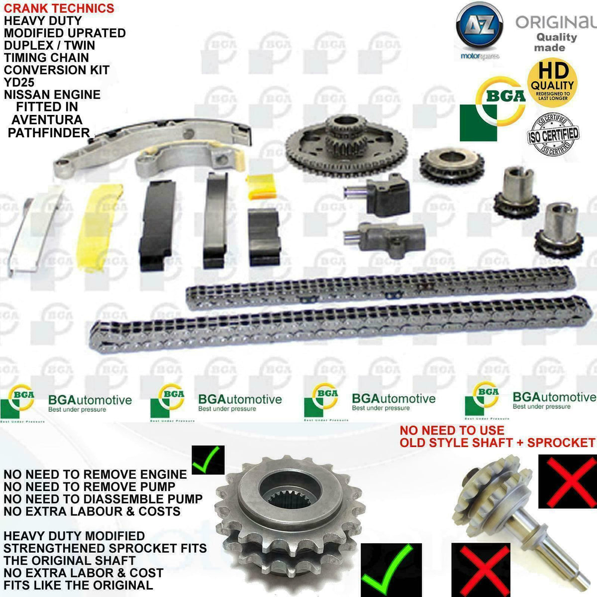 For Frontier Outlaw 2.5 YD25D Diesel BGA Duplex Timing Chain Upgrade kit 05-09
