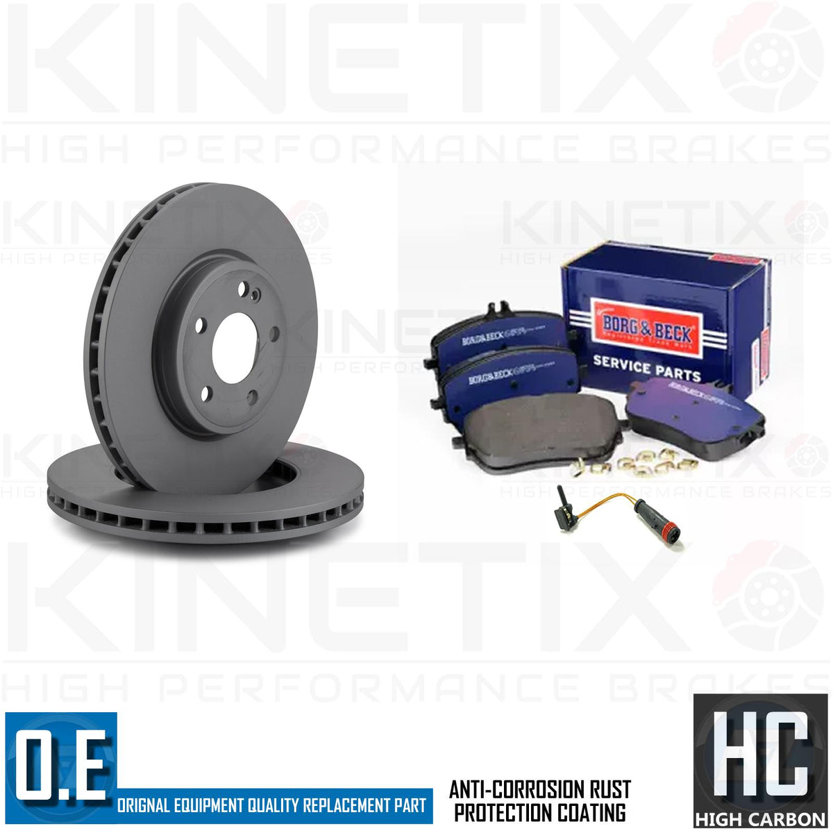 FOR MERCEDES B200 B200d W247 VENTED FRONT BRAKE DISCS PADS SENSOR 305mm COATED