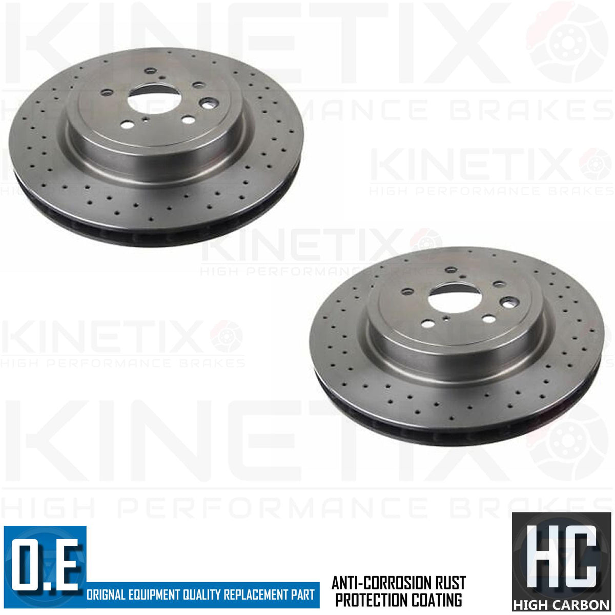 FOR LEXUS ISF 5.0 IS F 07-13 HIGH CARBON FRONT DRILLED BRAKE DISCS PAIR 360mm