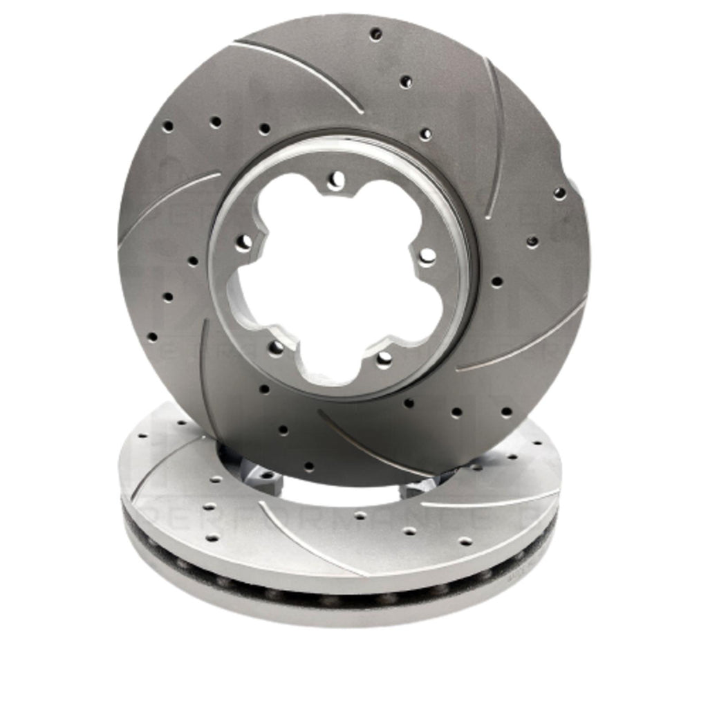 FITS FORD TRANSIT 2019- CROSS DRILLED GROOVED FRONT BRAKE DISCS PAIR 308mm