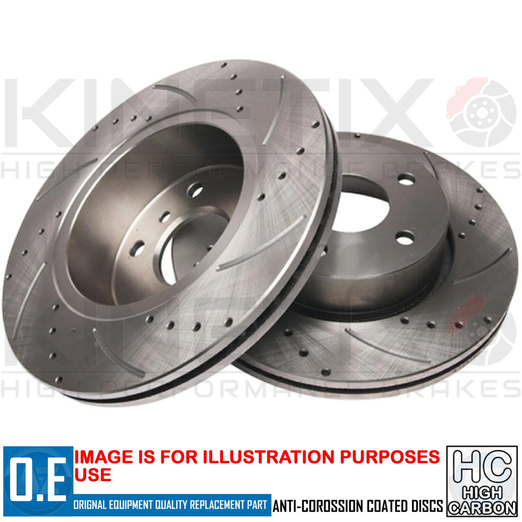 FOR DODGE CHALLENGER 6.4 SRT8 FRONT DRILLED & GROOVED BRAKE DISCS PAIR 345mm