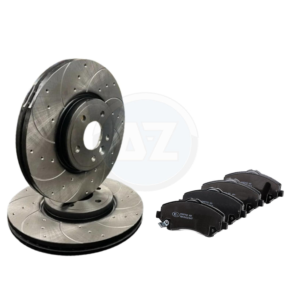 FOR JEEP WRANGLER (JK) 2.8 CRD 3.6 V6 3.8 DRILLED GROOVED FRONT BRAKE DISCS PADS