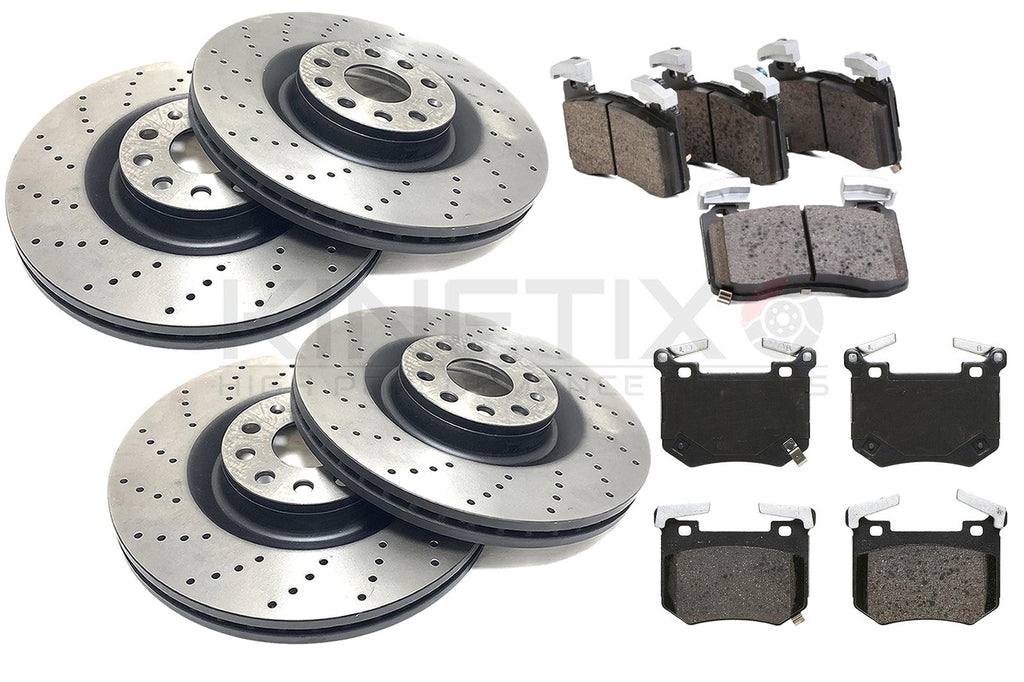 FOR KIA STINGER 3.3 T-GDi 2017-DRILLED FRONT REAR BRAKE DISCS PADS 350mm 340mm