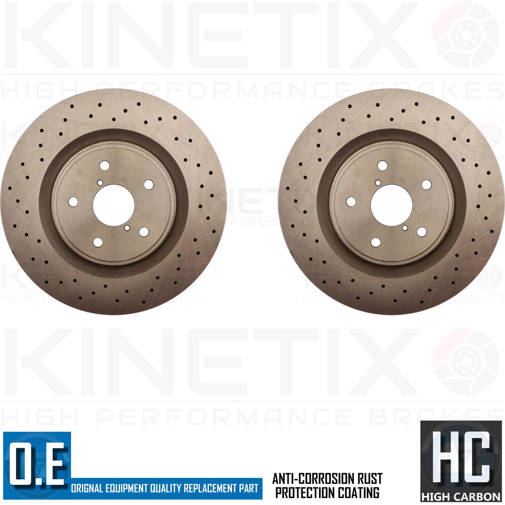 FOR SUBARU WRX STI 2.5 DRILLED PERFORMANCE COATED FRONT BRAKE DISCS PAIR 340mm