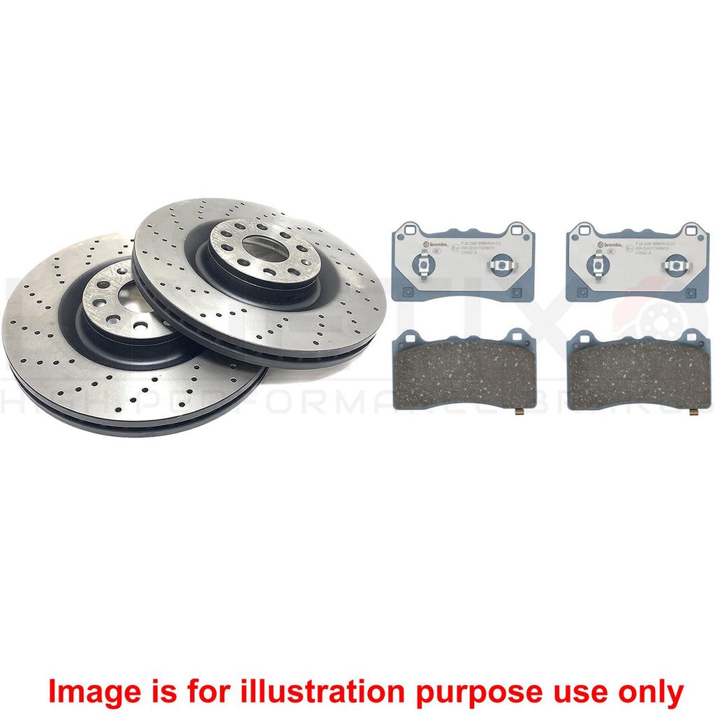 FITS FORD MUSTANG MACH-E 2020- EV GT DRILLED FRONT BRAKE DISCS BREMBO PADS 362mm