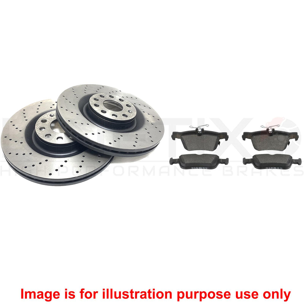 FITS FORD MUSTANG MACH-E 2020- EV GT CROSS DRILLED REAR BRAKE DISCS PADS 316mm
