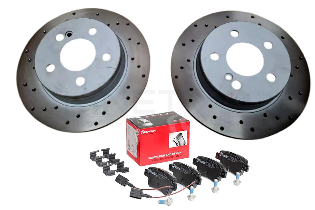 FOR ABARTH PUNTO 1.4 SUPERSPORT DRILLED REAR BRAKE DISCS BREMBO PADS 264mm