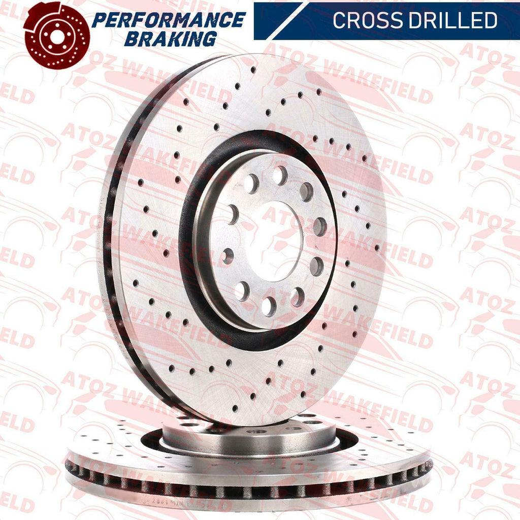 FOR AUDI A4 B7 SPECIAL EDITION FRONT CROSS DRILLED BRAKE DISCS COATED PAIR 320mm