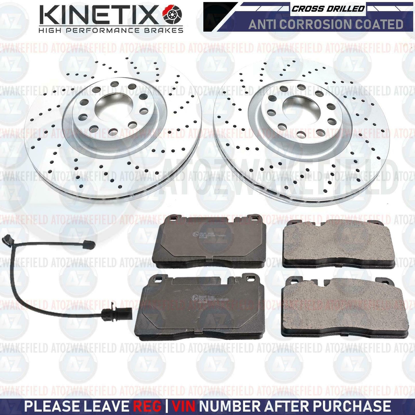 FOR AUDI A6 A7 A8 FRONT DRILLED PERFORMANCE BRAKE DISCS PADS WIRE SENSOR 356mm