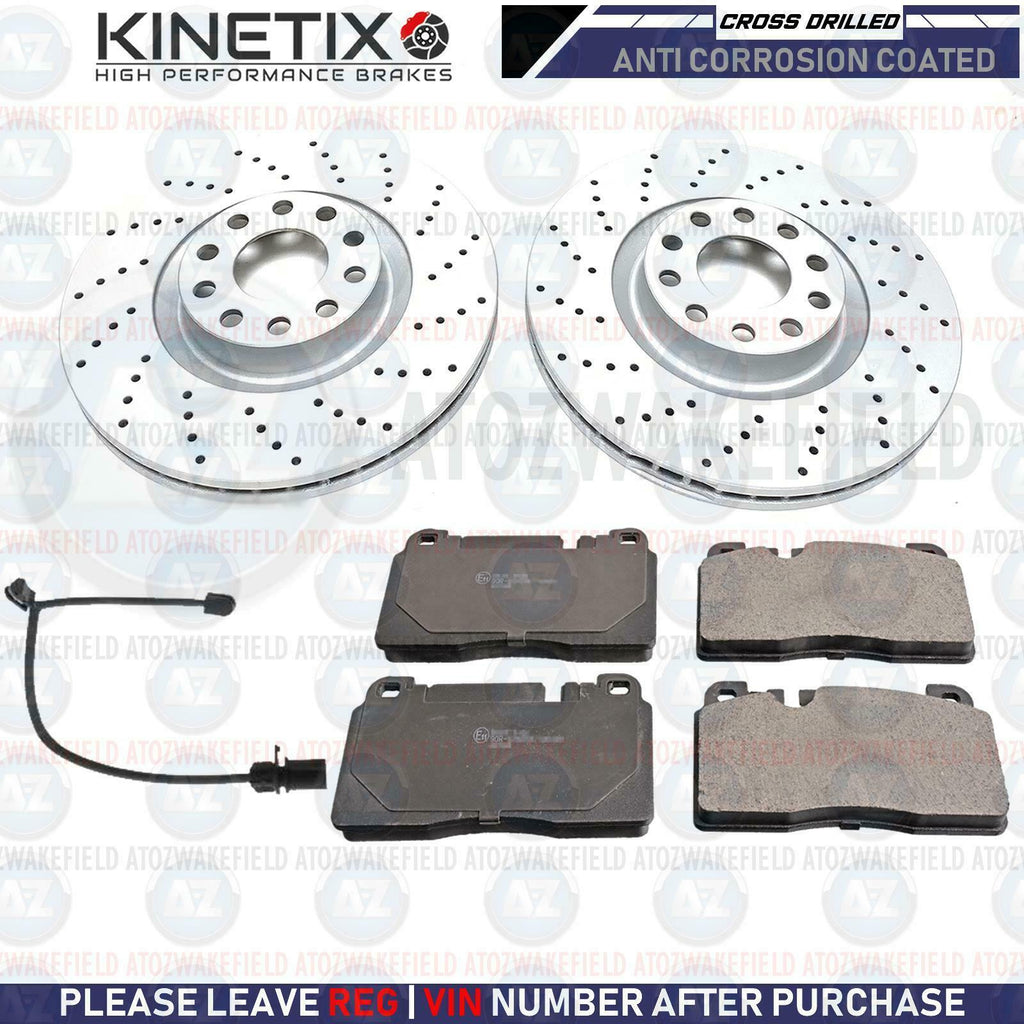 FOR AUDI A6 3.0 TFSI QUATTRO FRONT DRILLED BRAKE DISCS PADS WIRE SENSOR 356mm