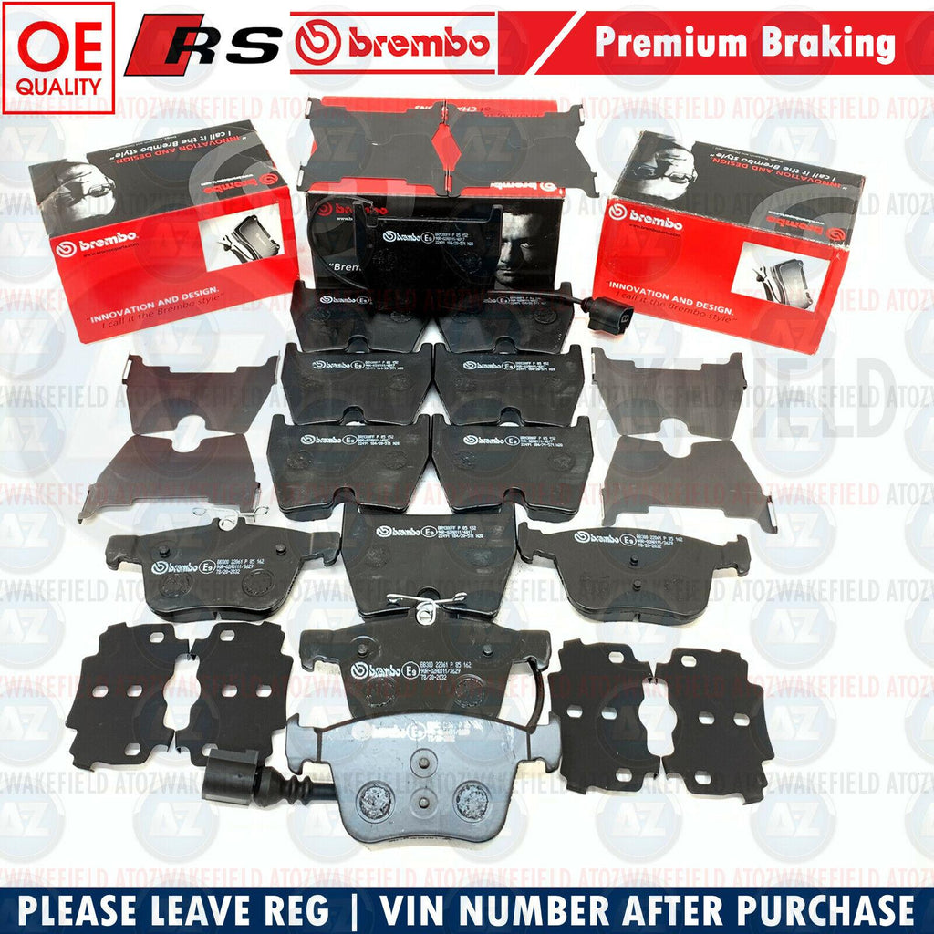 FOR AUDI RS3 8V 15- FRONT REAR GENUINE BREMBO OEM BRAKE PADS SET SENSORS FR RR