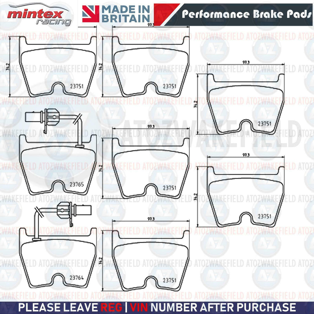 FOR AUDI RS4 RS5 RS6 R8 FRONT 8 POT MINTEX RACING M1155 PERFORMANCE BRAKE PADS