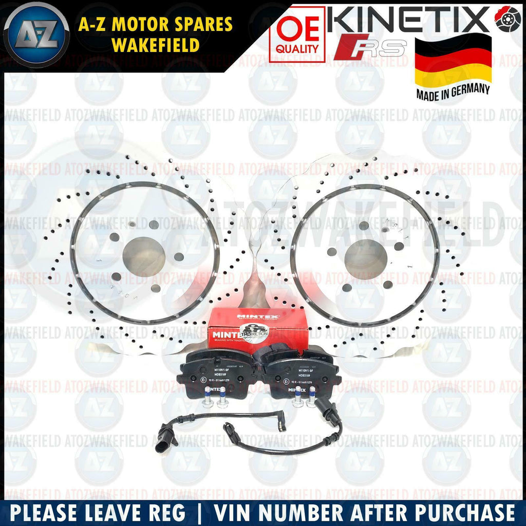 FOR AUDI RS7 REAR CROSS DRILLED BRAKE DISCS MINTEX PADS WIRES SENSOR 356mm