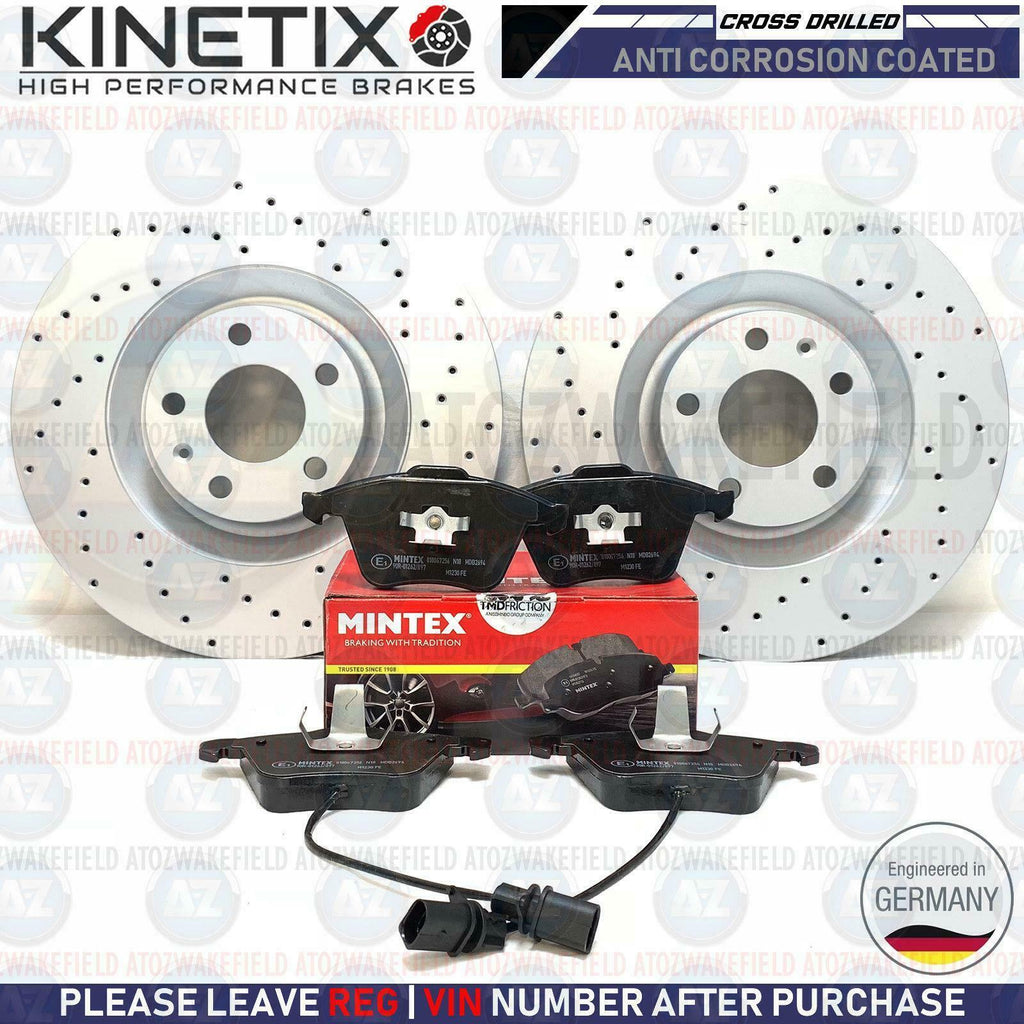 FOR AUDI S4 4.2 V8 B6 B7 FRONT CROSS DRILLED PERFORMANCE BRAKE DISCS PADS 345mm