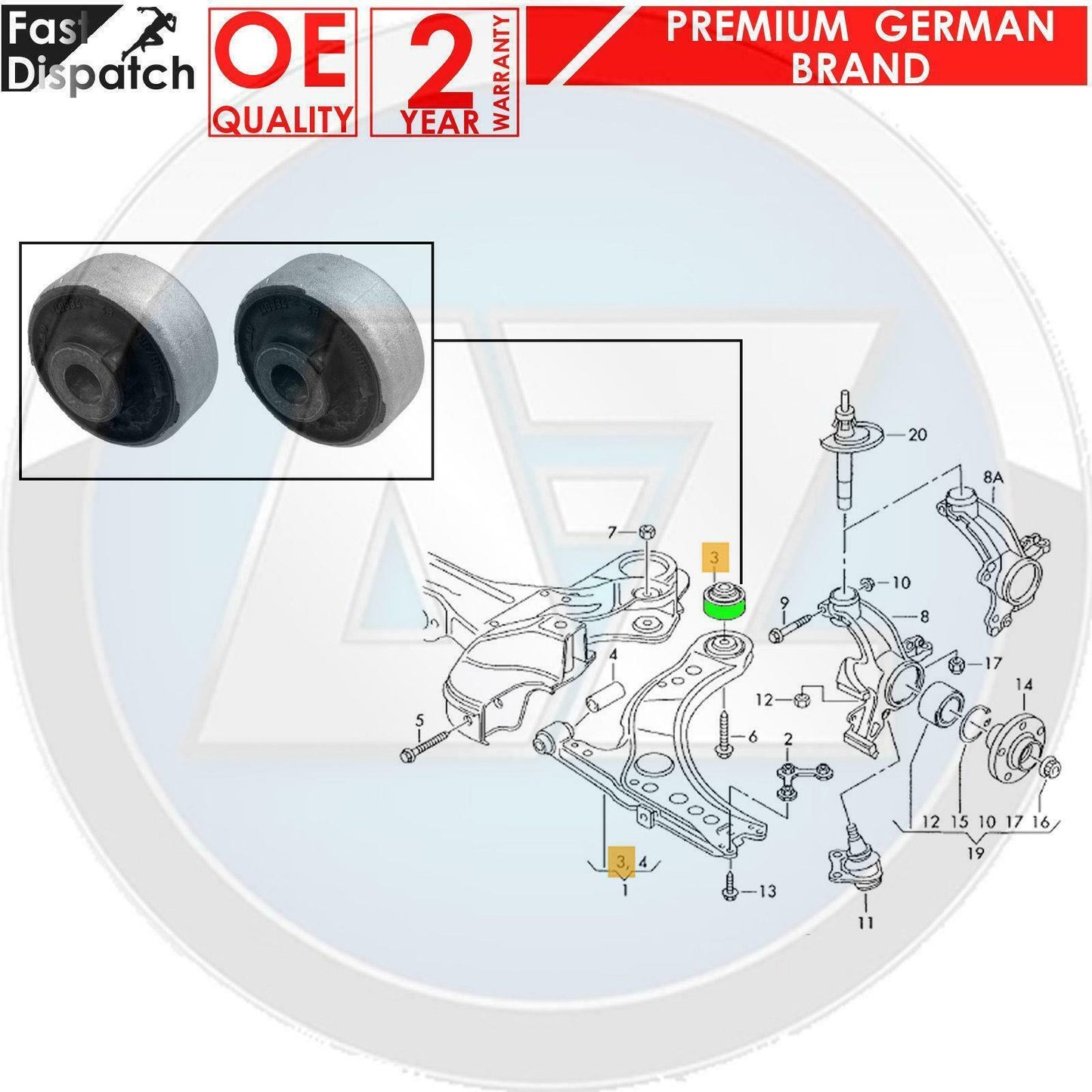 FOR AUDI SEAT VW FRONT LOWER AXLE SUSPENSION WISHBONE CONTROL ARMS BUSH BUSHES