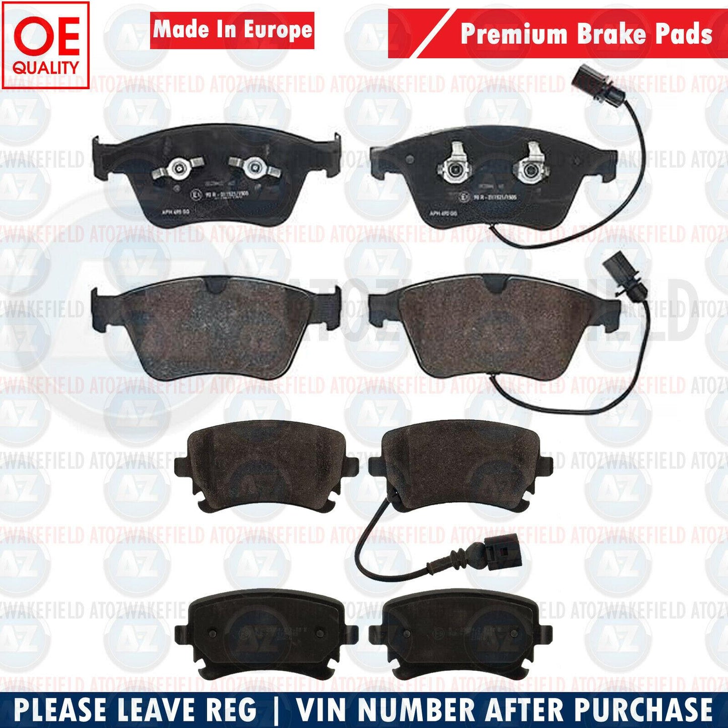 FOR BENTLEY CONTINENTAL 2003-2020 FRONT REAR BRAKE PADS WEAR WIRE SENSORS FR RR