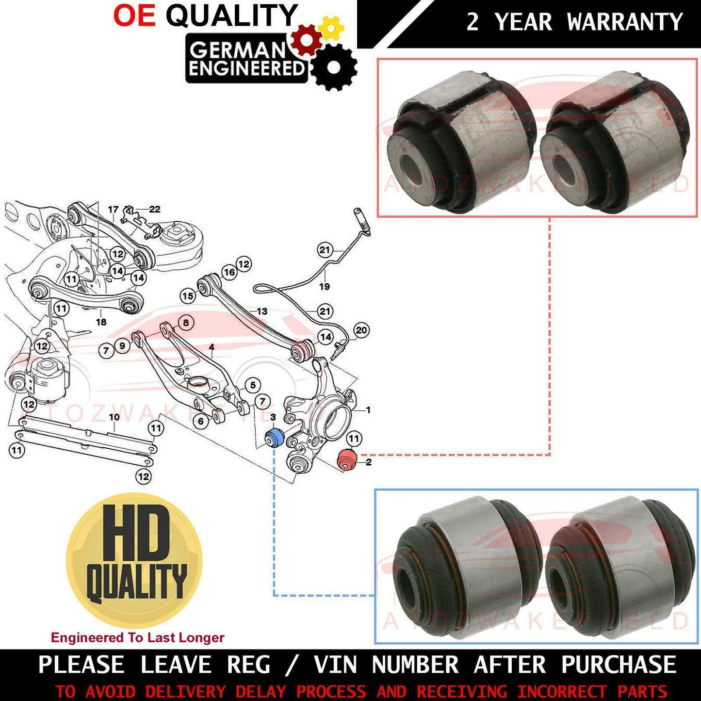 FOR BMW 1 3 SERIES REAR LOWER AXLE HUB BUSHING BUSHES RUBBER MOUNTINGS NEW X4