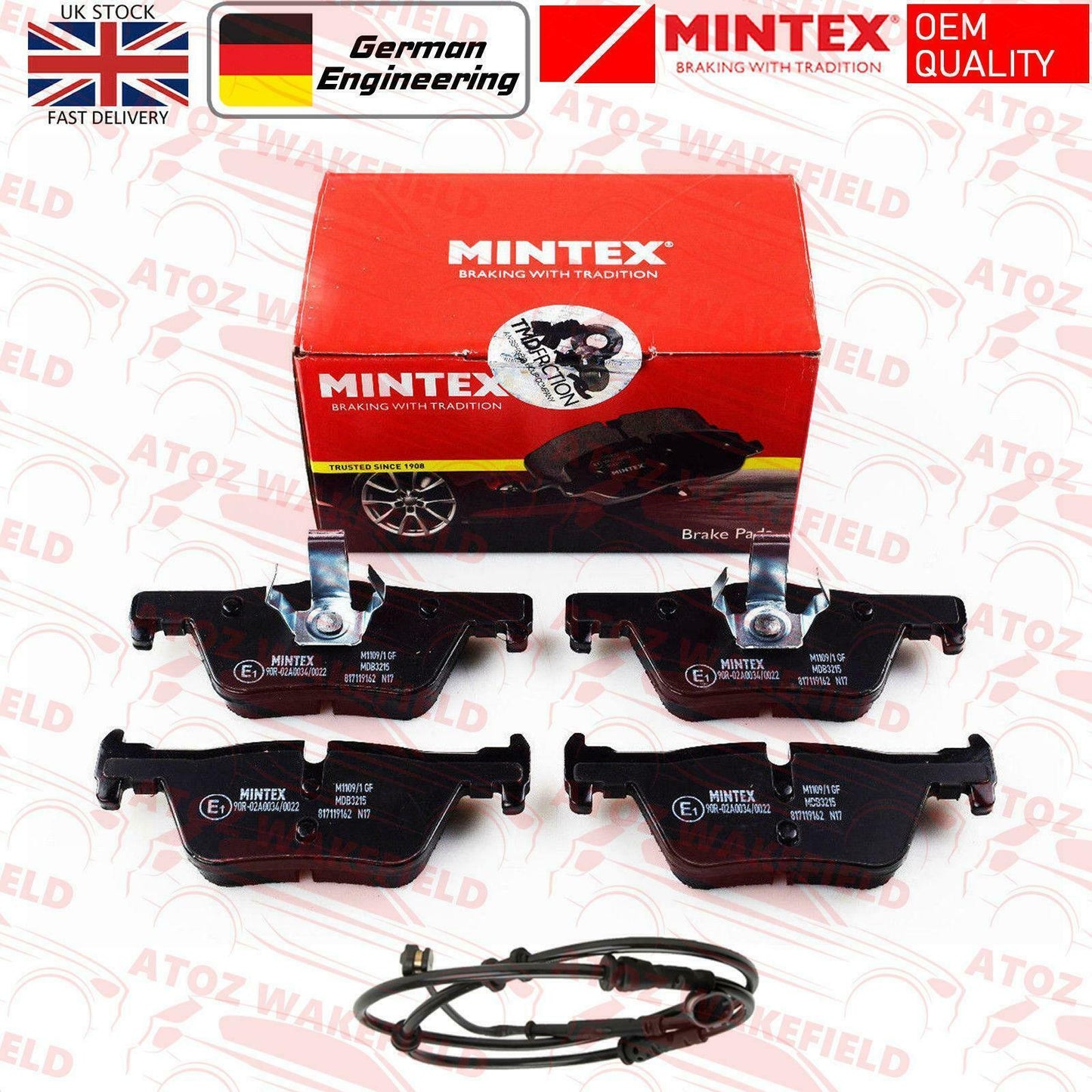 FOR BMW 114i 116i 118i 120i 125i M SPORT F20 F21 REAR MINTEX BRAKE PADS SENSOR