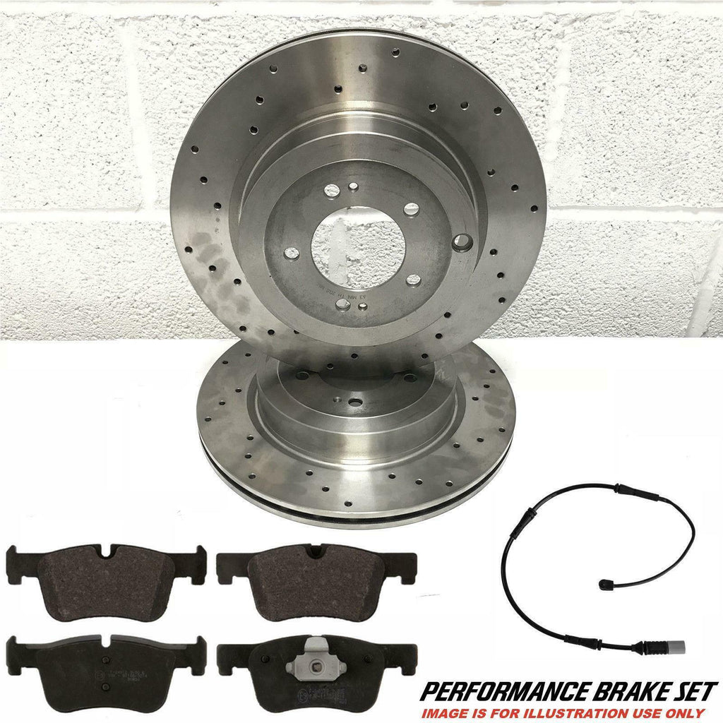 FOR BMW 120d M SPORT xDrive FRONT DRILLED BRAKE DISCS MINTEX BRAKE PADS SENSOR