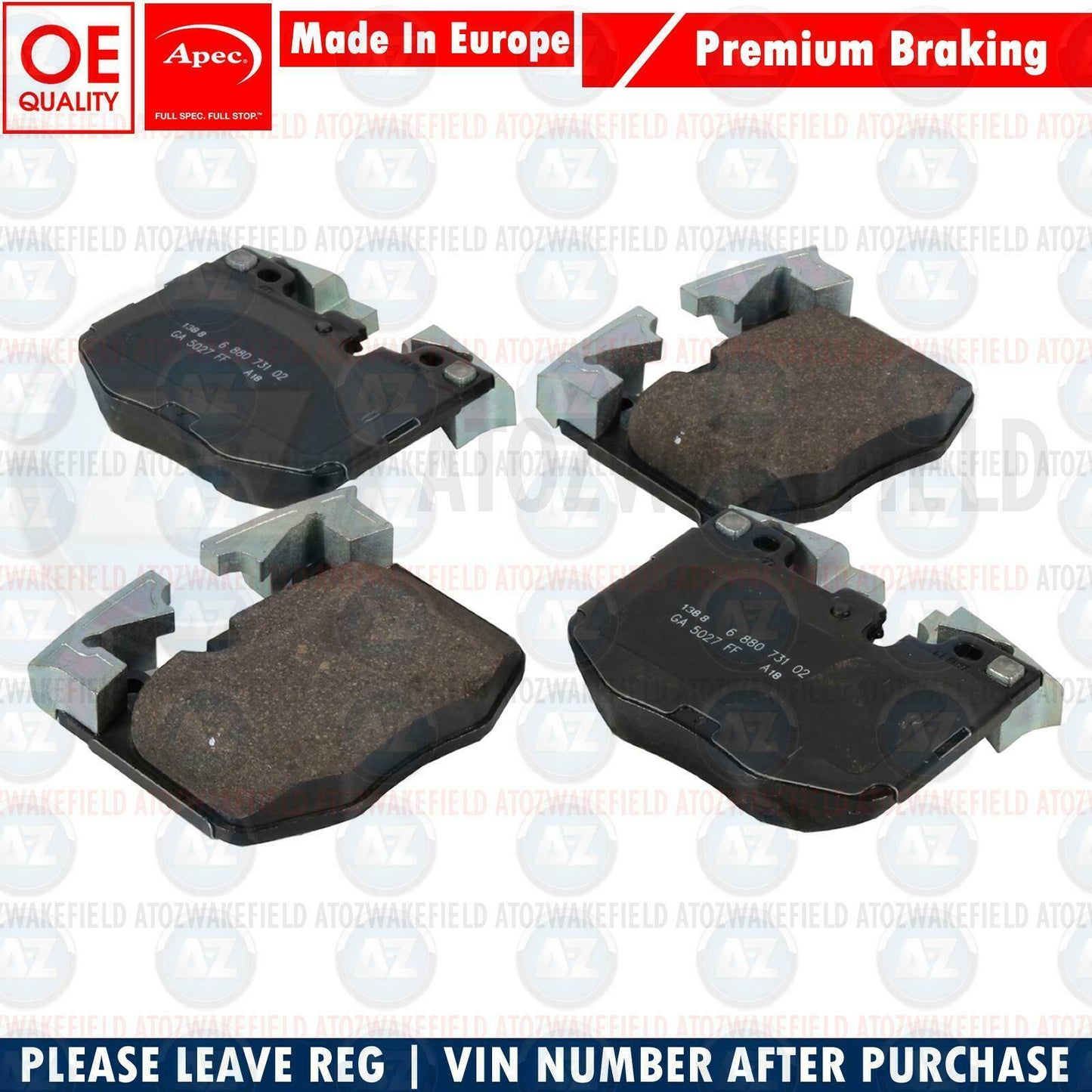 FOR BMW 320d 330d 420d 430d 520d 525d 530d 630d APEC FRONT BRAKE PADS SENSOR