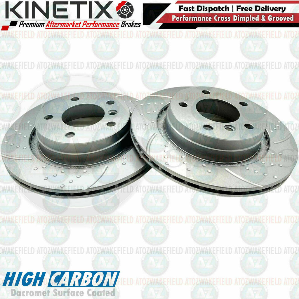 FOR BMW 3 SERIES E46 KINETIX REAR DIMPLED GROOVED BRAKE DISCS PAIR 294mm