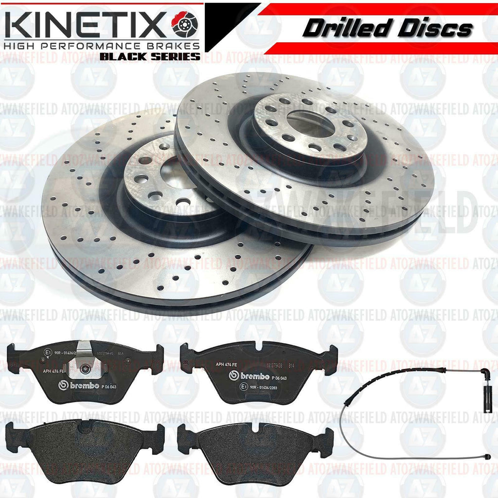 FOR BMW 330d 330CD E46 FRONT DRILLED PERFORMANCE BRAKE DISCS BREMBO PADS SENSOR