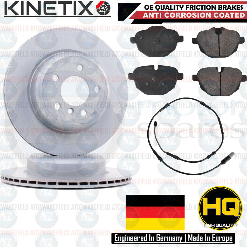 FOR BMW 5 SERIES 525d REAR COATED BRAKE DISCS PLATINUM PADS WIRE SENSOR 330mm
