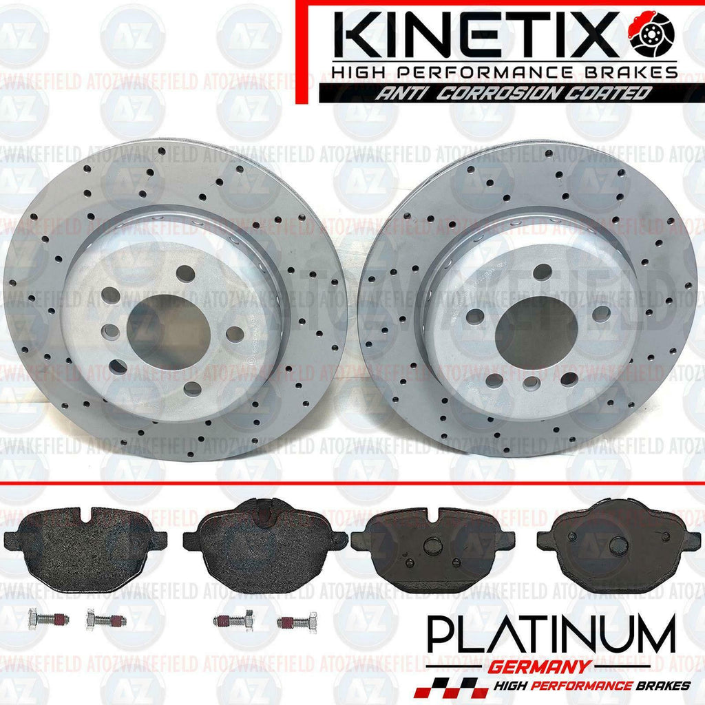 FOR BMW 518d 520d 525d M SPORT REAR DRILLED BRAKE DISCS PLATINUM PD PADS 330mm