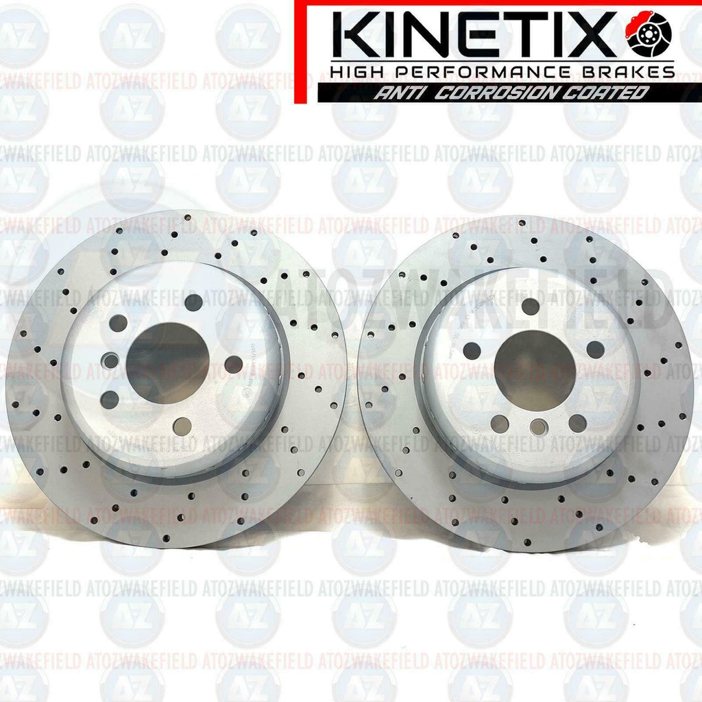 FOR BMW 518d 520d M SPORT F10 F11 REAR CROSS DRILLED BRAKE DISCS PAIR 330mm
