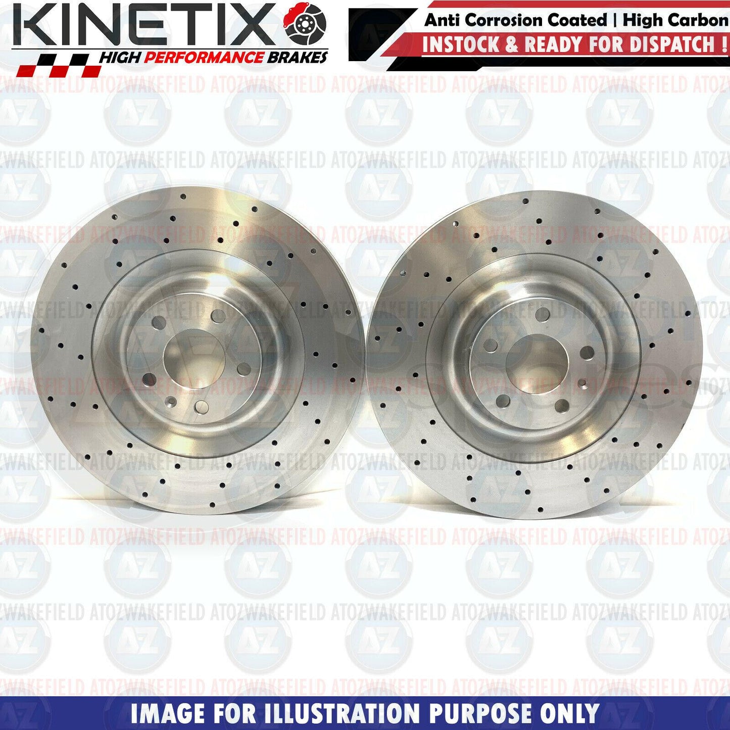 FOR BMW 550i 750i 760i F01 F02 F03 F04 F07 REAR DRILLED BRAKE DISCS PAIR 370mm