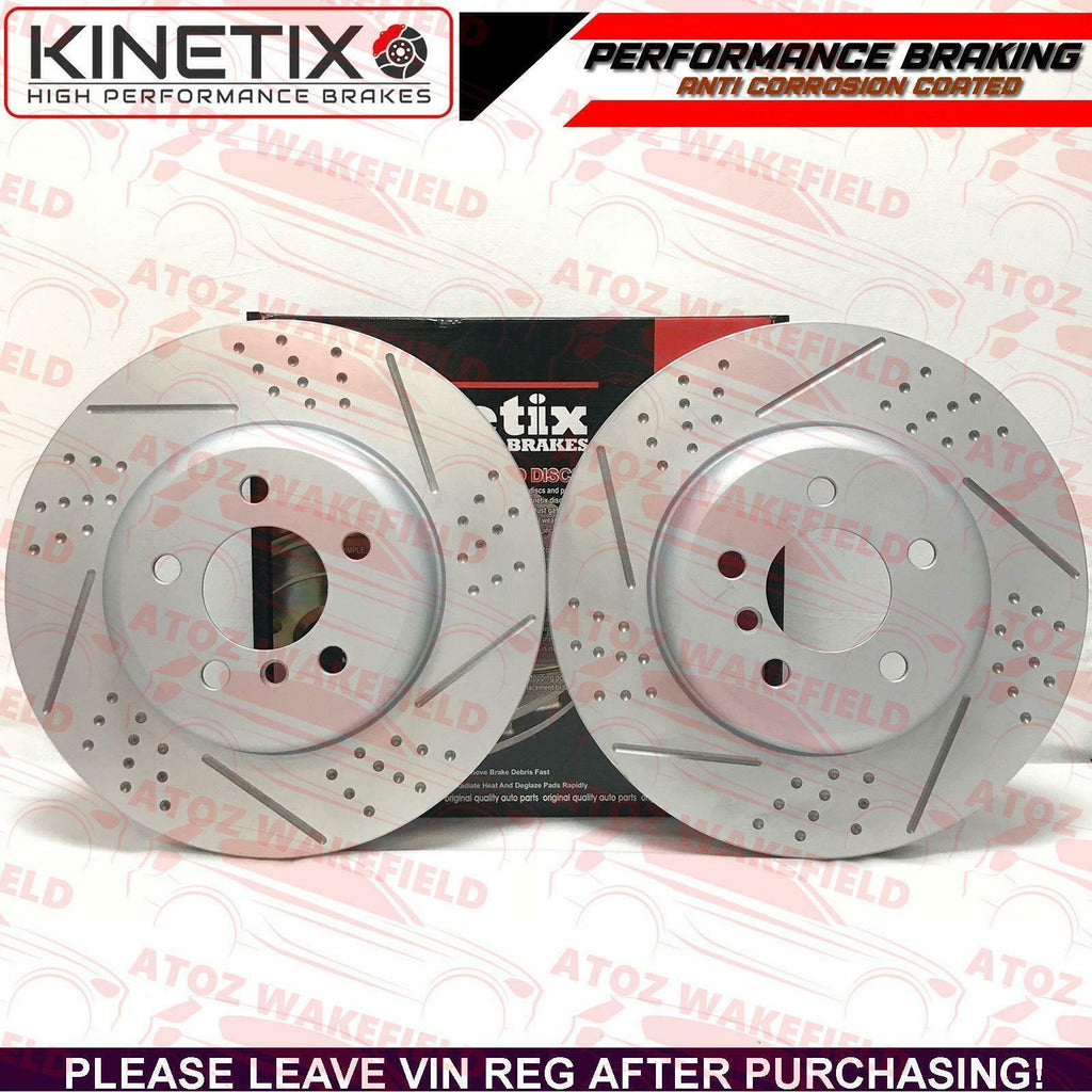 FOR BMW 550i 750i 760i REAR DIMPLED GROOVED PERFORMANCE BRAKE DISCS PAIR 370mm