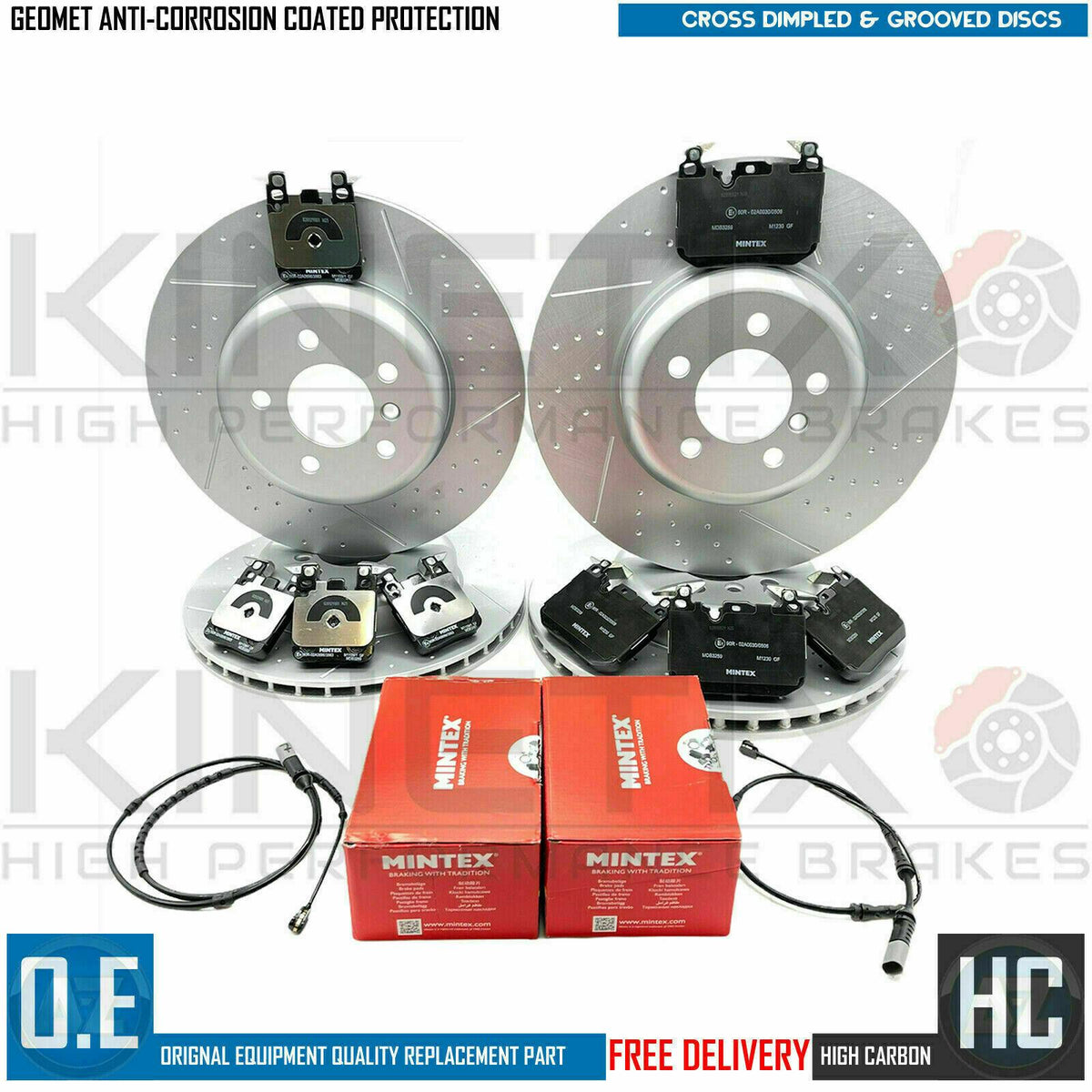 FOR BMW 218i M SPORT FRONT REAR BRAKE DISCS MINTEX PADS SENSORS 340mm 345mm