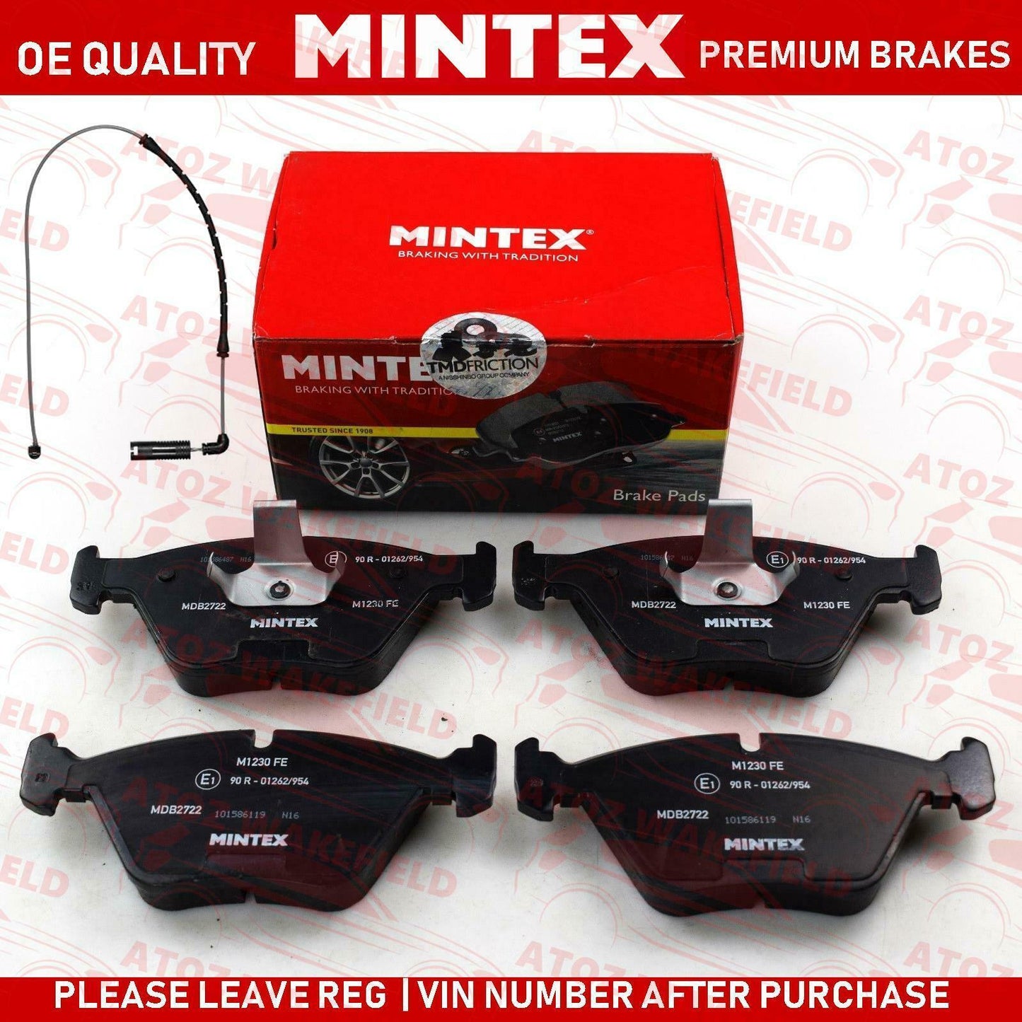 FOR BMW M3 3.2 E46 CSL Z4M E85 E86 FRONT MINTEX BRAKE PADS WIRE SENSOR PREMIUM