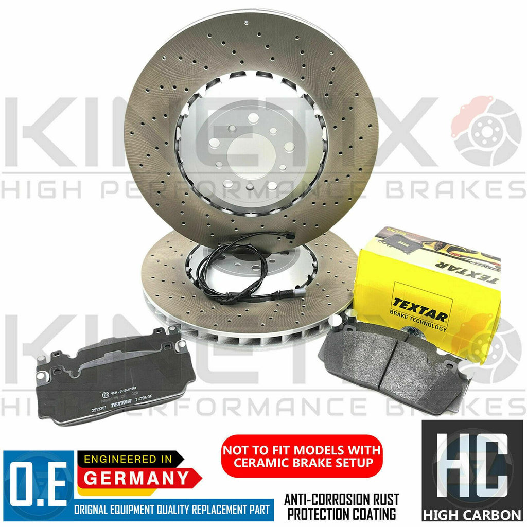 FOR BMW M6 F06 F12 F13 FRONT DRILLED BRAKE DISCS TEXTAR PADS WIRE SENSOR 400mm