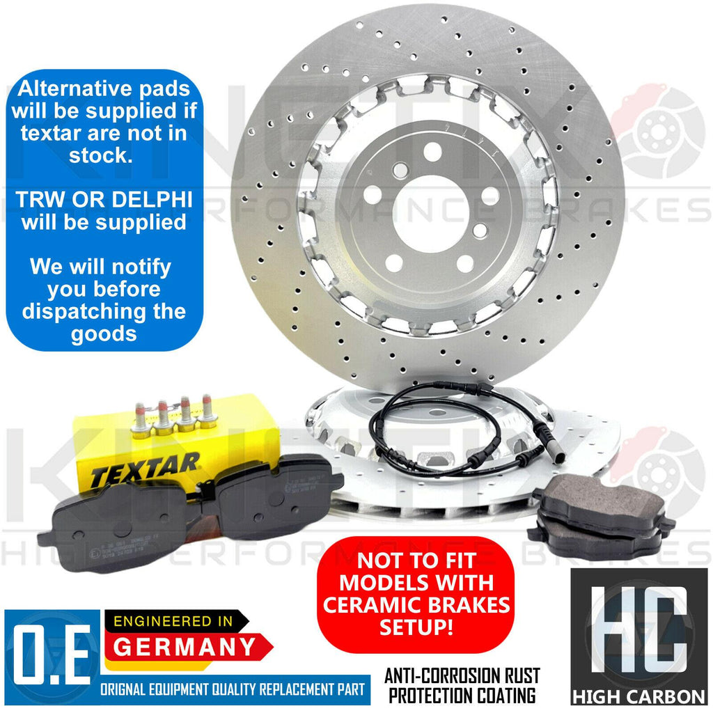FOR BMW M5 M6 COMPETITION REAR DRILLED BRAKE DISCS TEXTAR PADS WEAR SENSOR 396mm